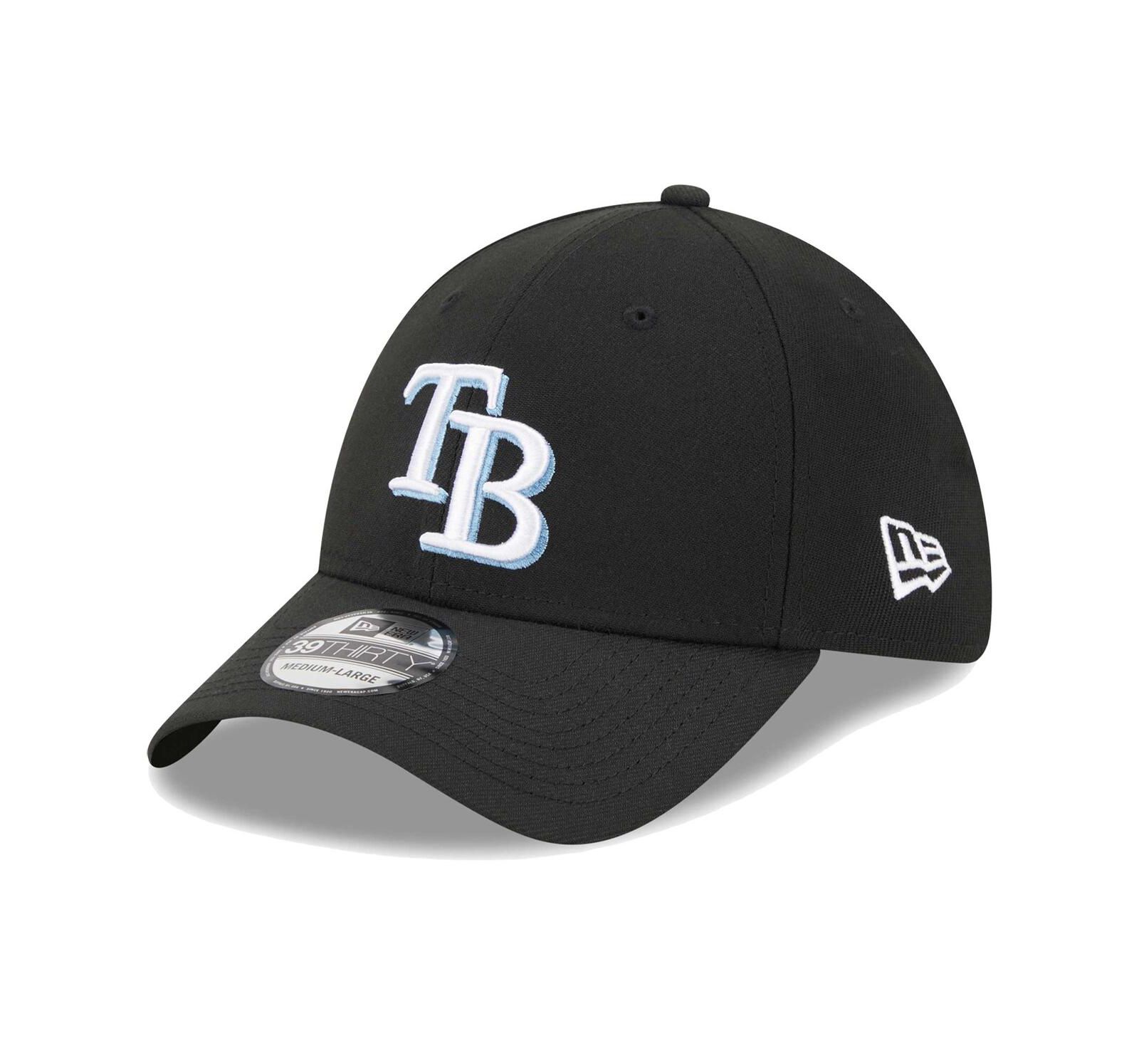 Men's New Era Black Tampa Bay Rays Logo 39THIRTY Flex Hat