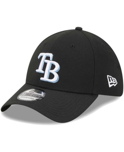 Мужская кепка New Era Black Tampa Bay Rays Logo 39THIRTY Flex