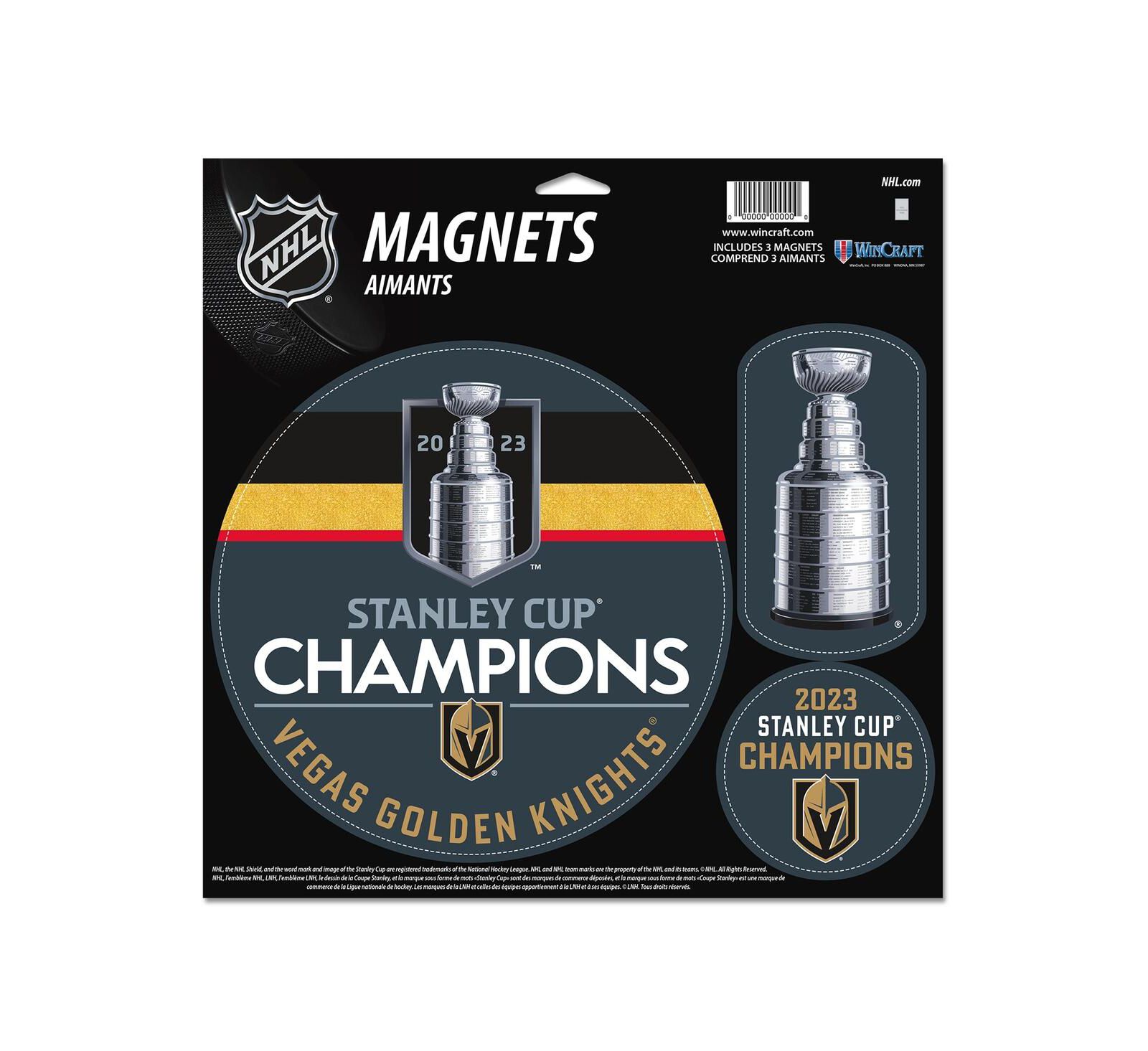 Набор виниловых магнитов Wincraft Vegas Golden Knights 2023 Stanley Cup Champions, 3 шт.