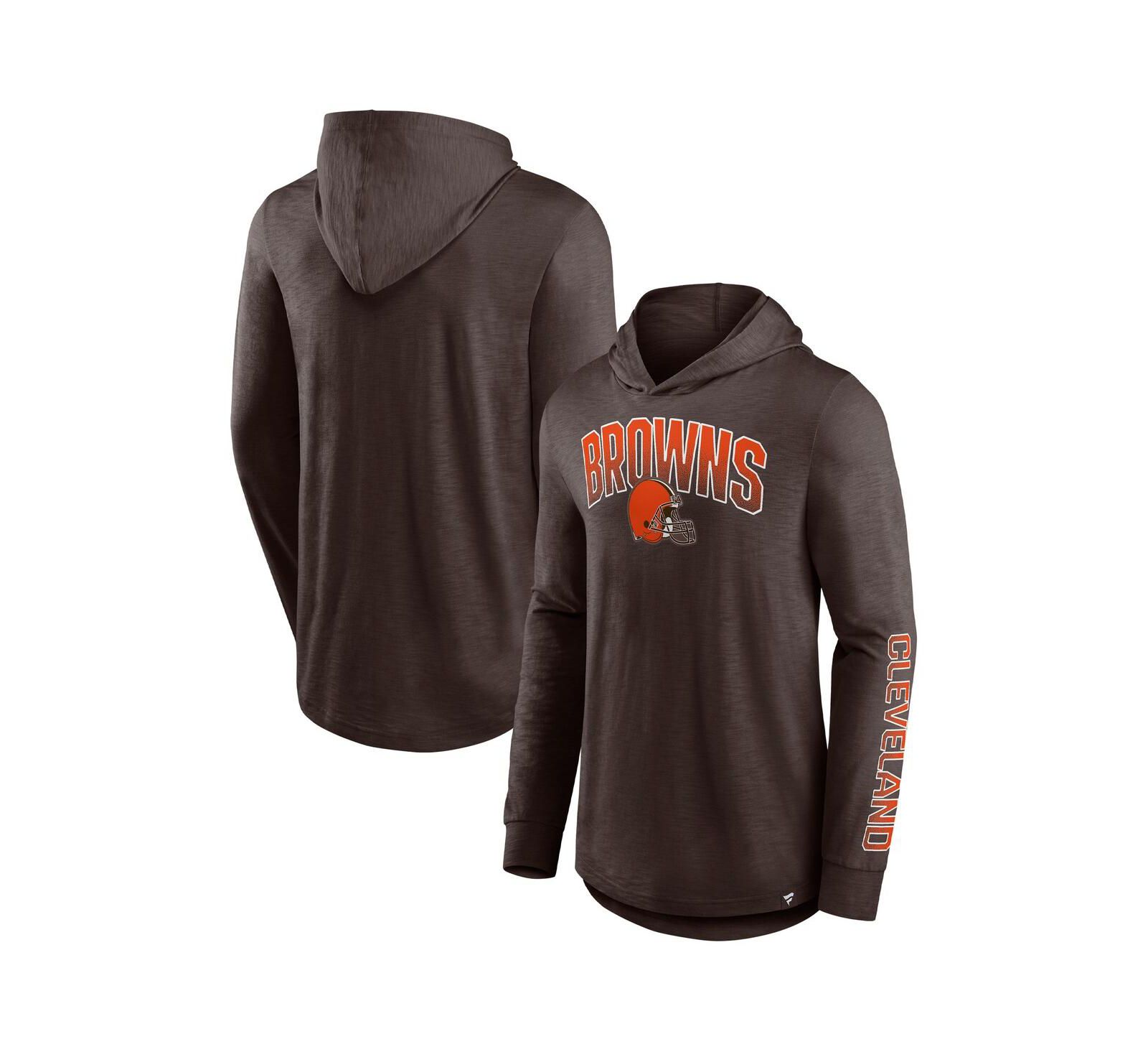 Мужская футболка Fanatics с длинным рукавом и капюшоном, Cleveland Browns, коричневая