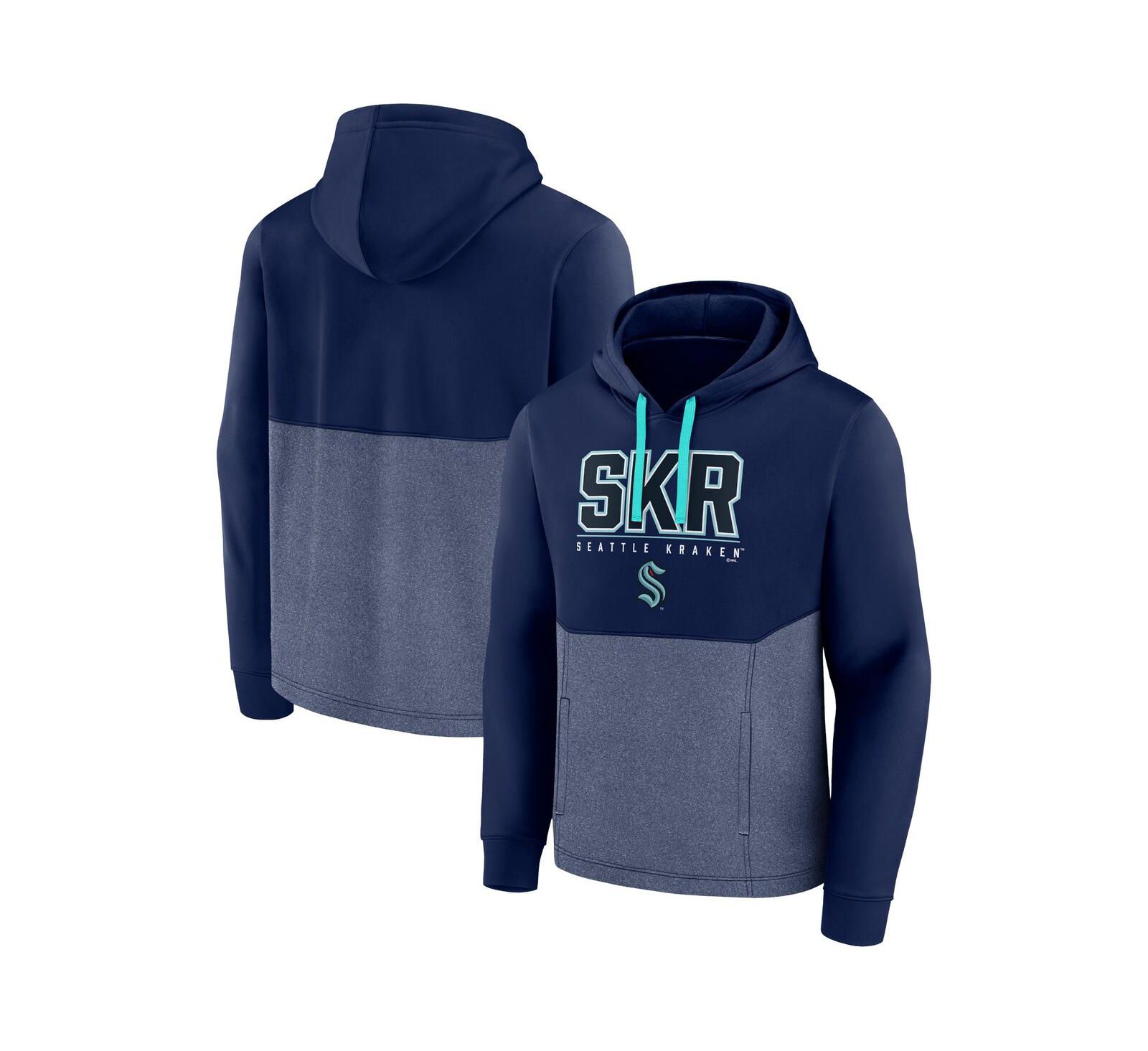 Men's Fanatics Deep Sea Blue Seattle Kraken Successful Tri-Blend Pullover Hoodie
