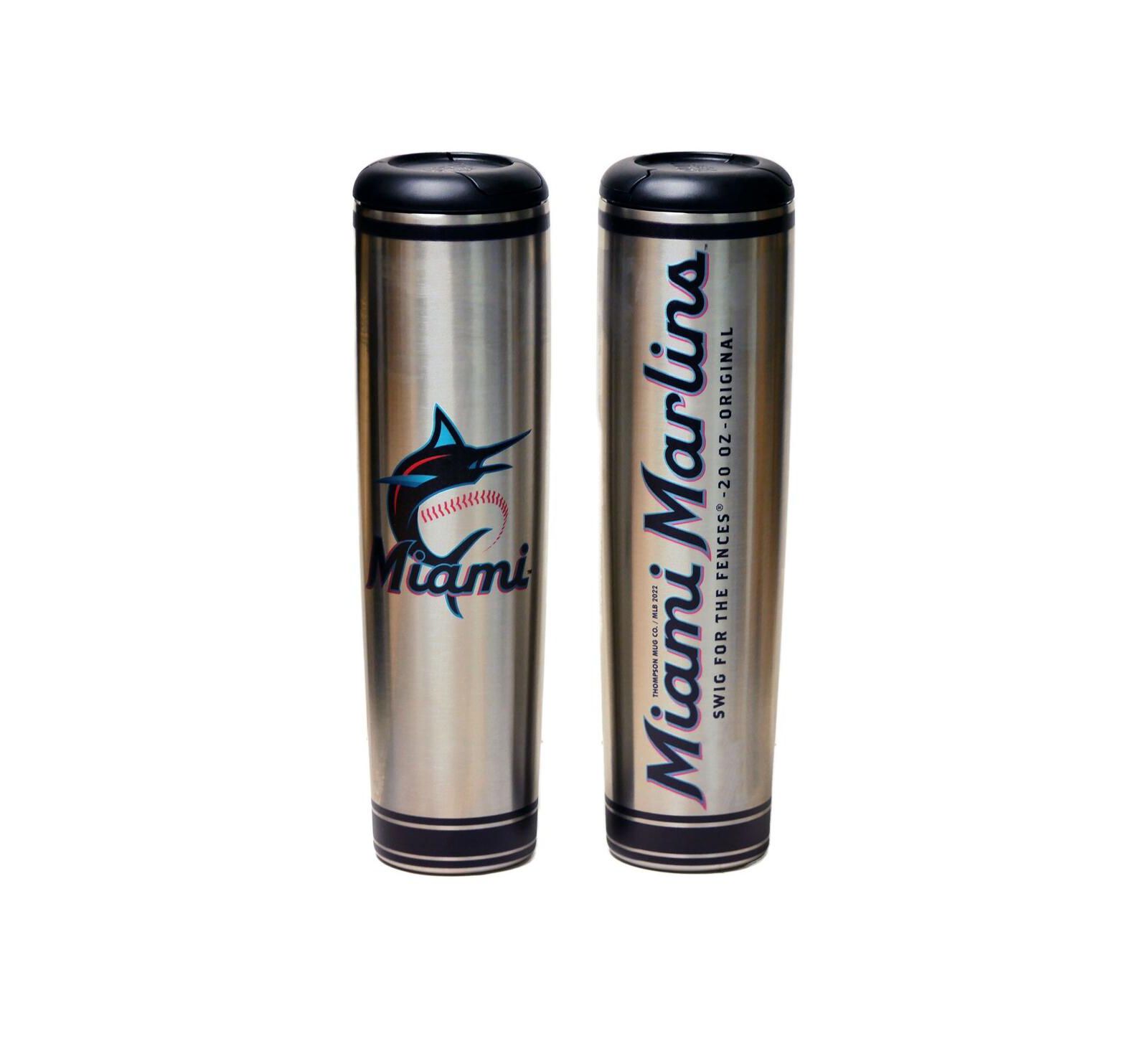 Miami Marlins 20 Oz Metal Bat Tumbler