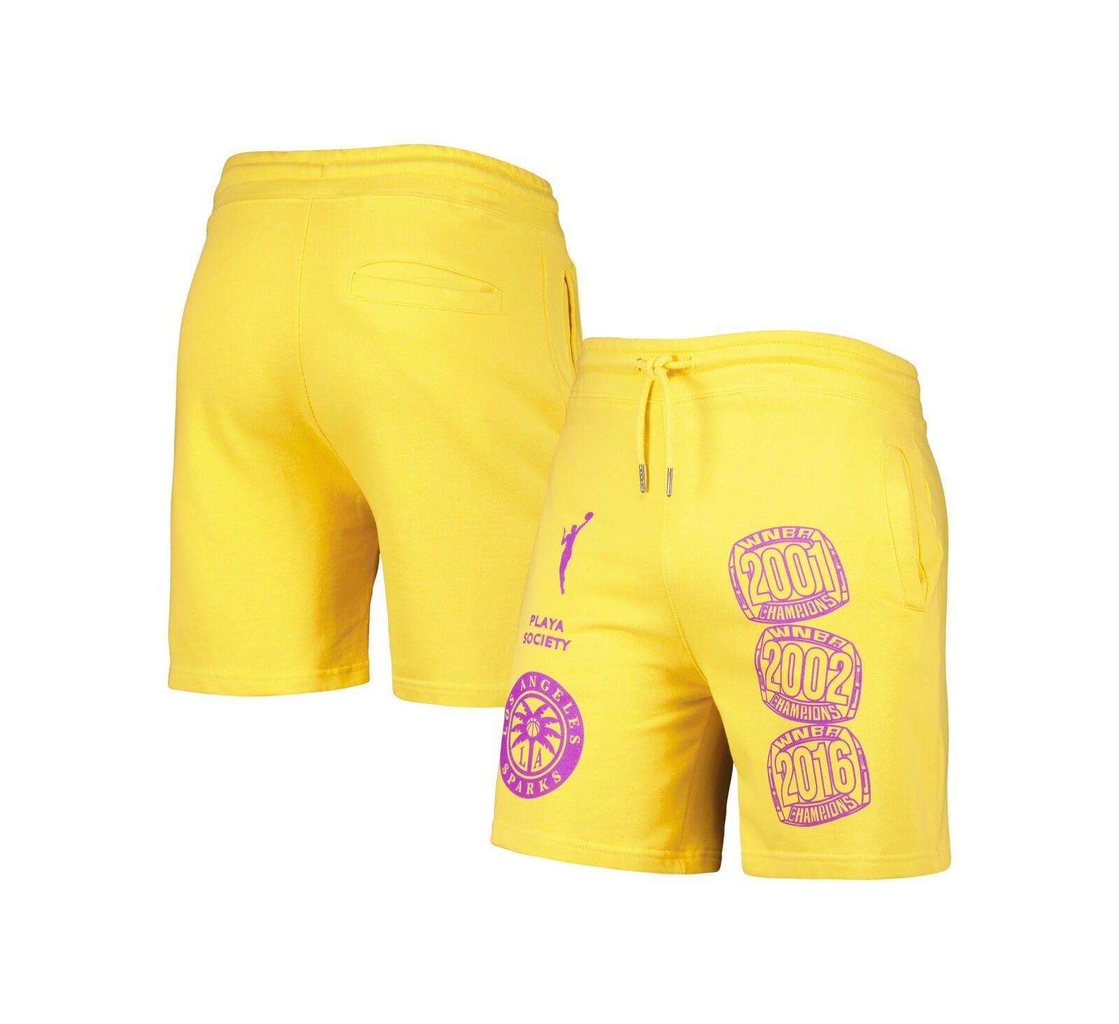 Men's Playa Society Gold Los Angeles Sparks Legacy Logo Shorts