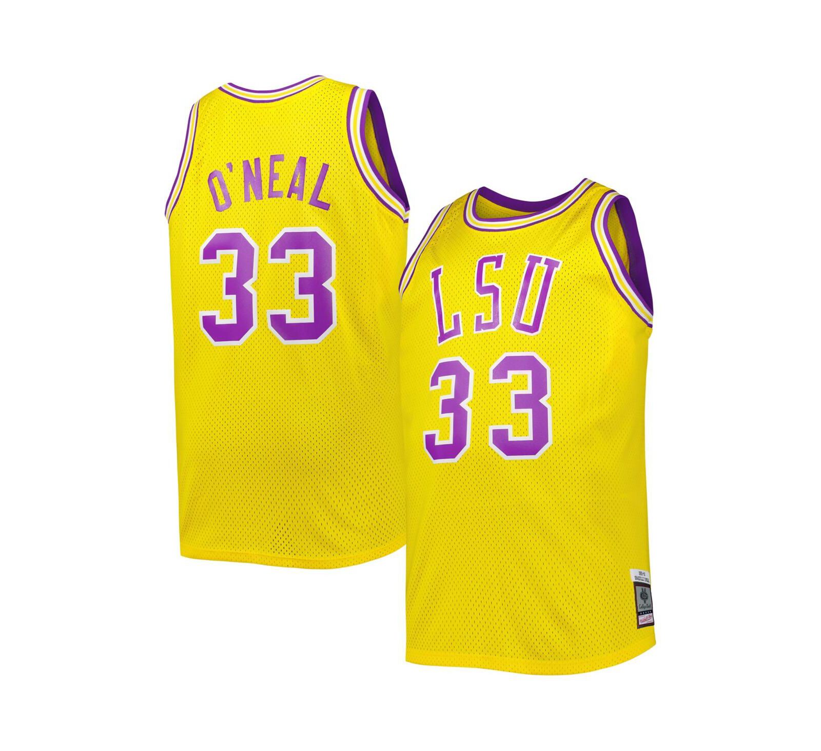 Мужская джерси Mitchell & Ness 1990/91 Shaquille O'Neal Gold LSU Tigers Big and Tall Swingman