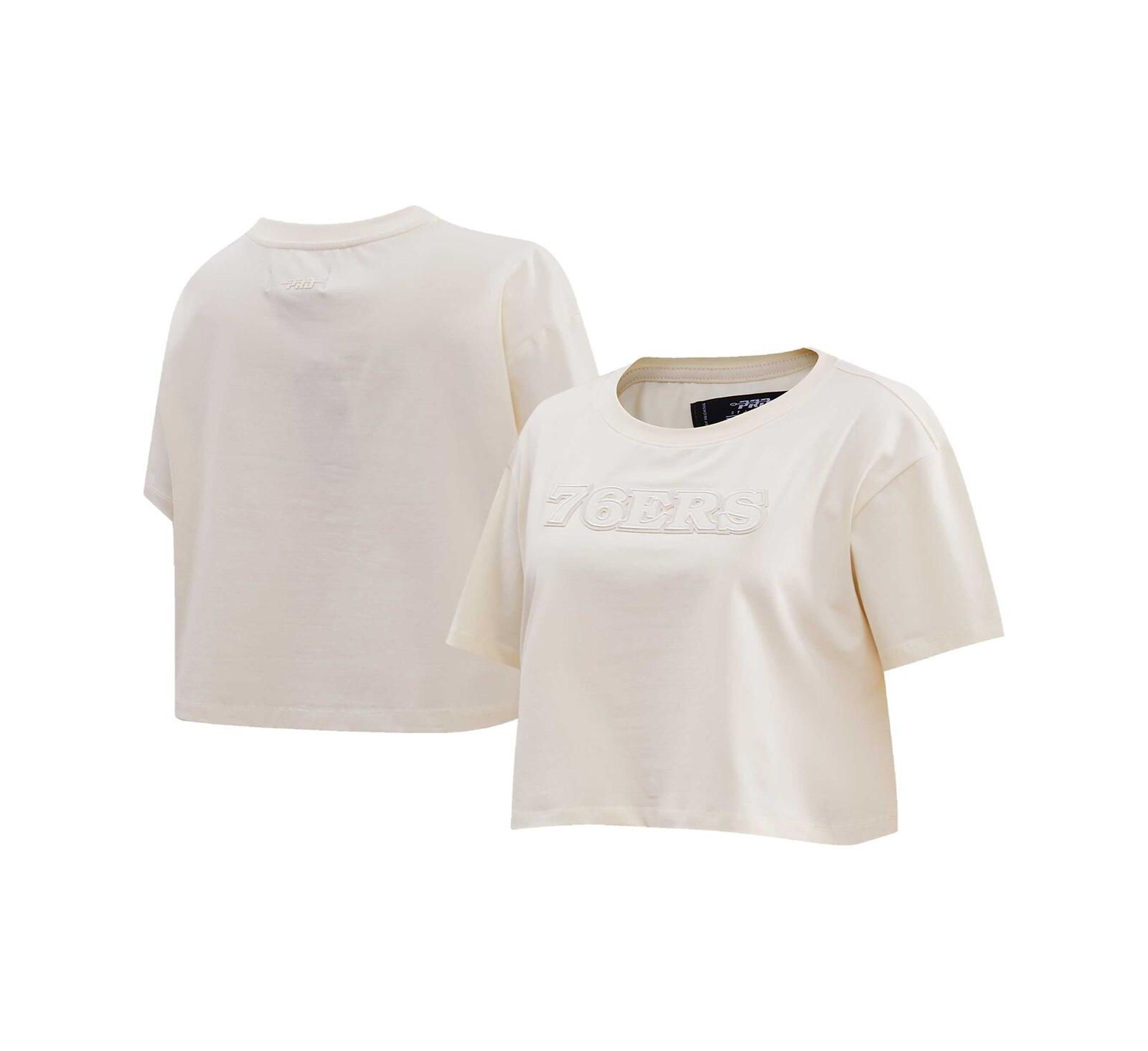 Women's Pro Standard Cream Philadelphia 76ers Neutral Boxy Crop T-shirt