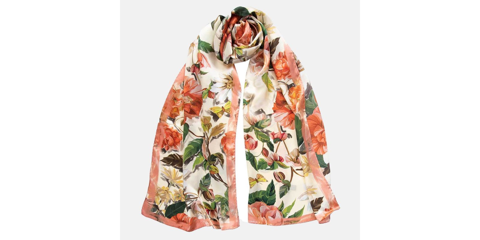 Rosa - Long Satin Silk Scarf for Women - Peach