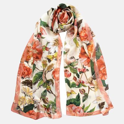 Rosa - Long Satin Silk Scarf for Women - Peach