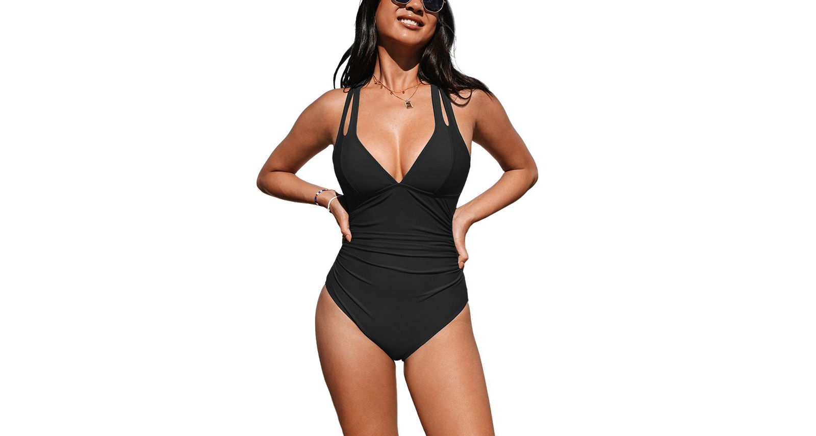 Слитный купальник Cupshe Women's Release Happiness Ruched Cross Back