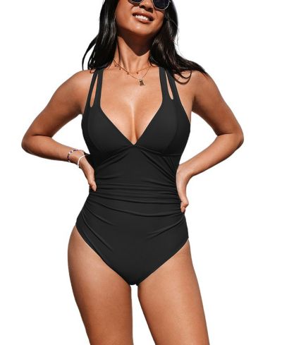 Слитный купальник Cupshe Women's Release Happiness Ruched Cross Back