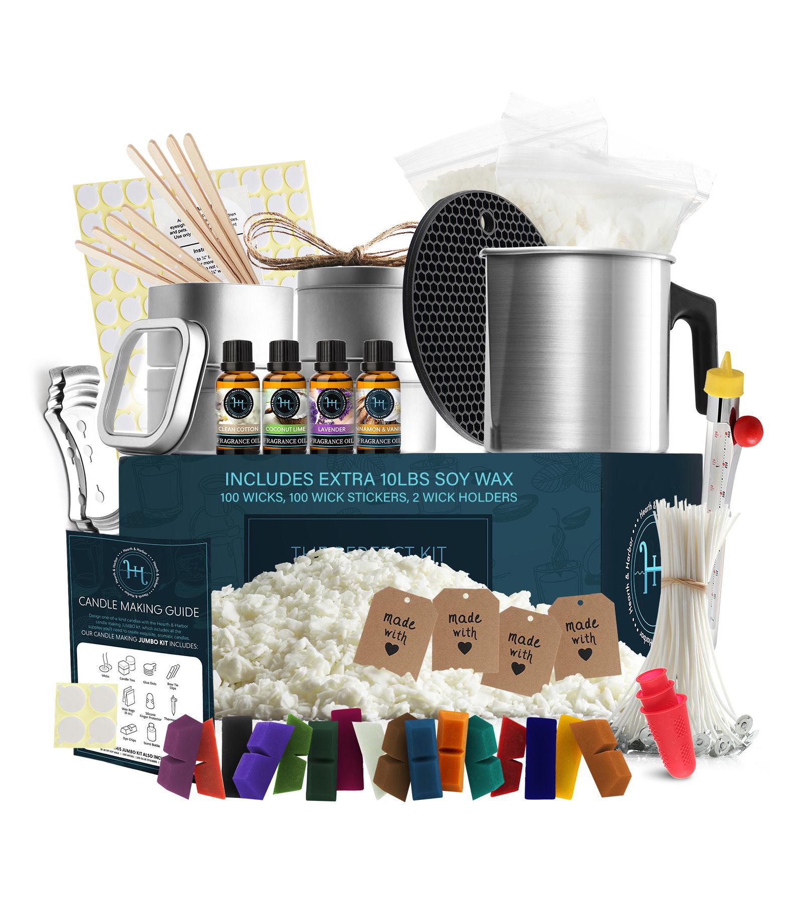 Hearth & Harbor Complete DIY Candle Making Kit for Adults & Kids - 12 Lb. Soy Wax
