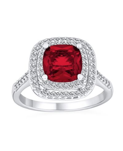 Коктейльное кольцо Bling Jewelry Cubic Zirconia CZ Red Cushion Cut Art Deco Style