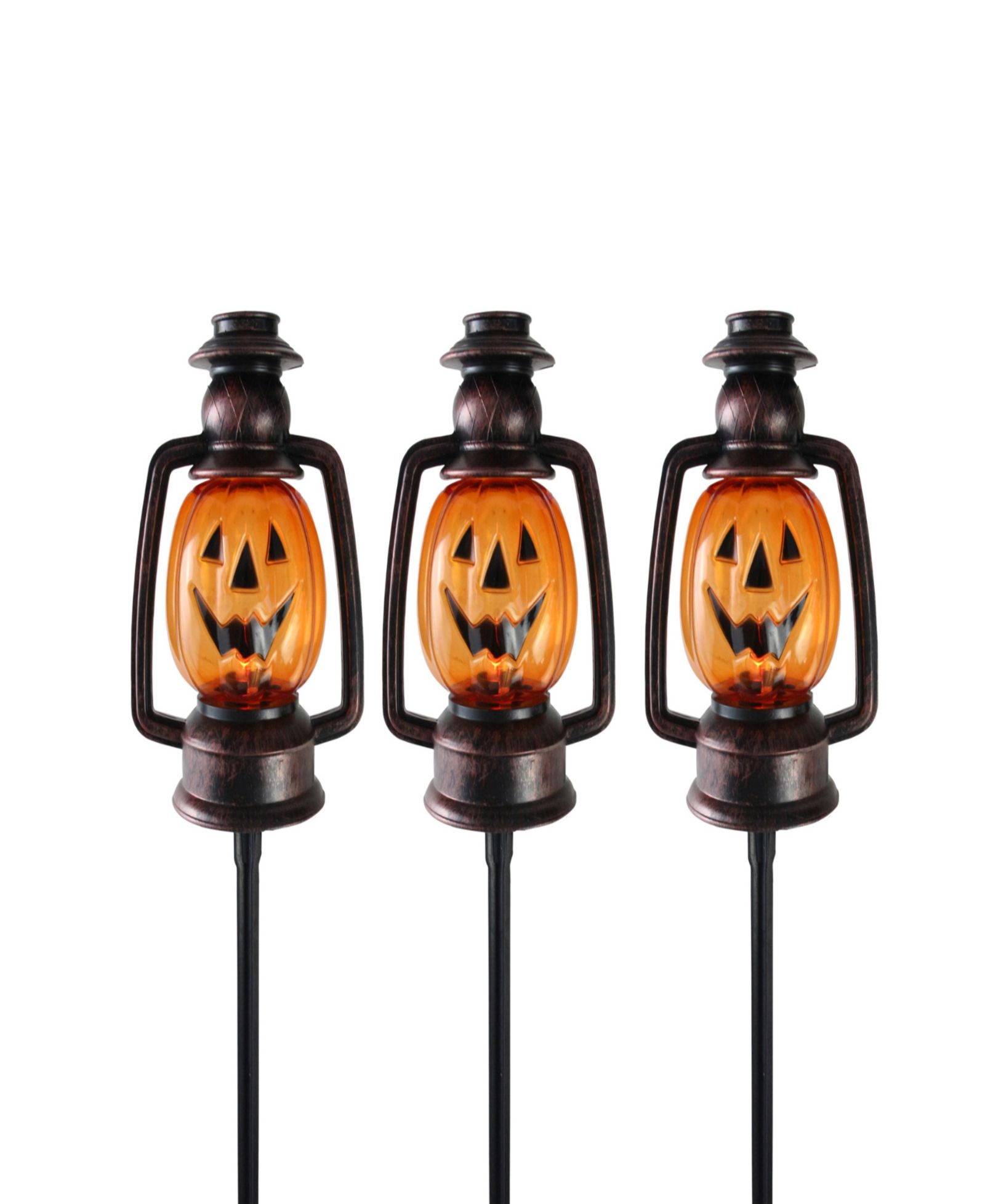 Набор из 3 декоративных фонарей Halloween Jack O' Lantern, 16.75"