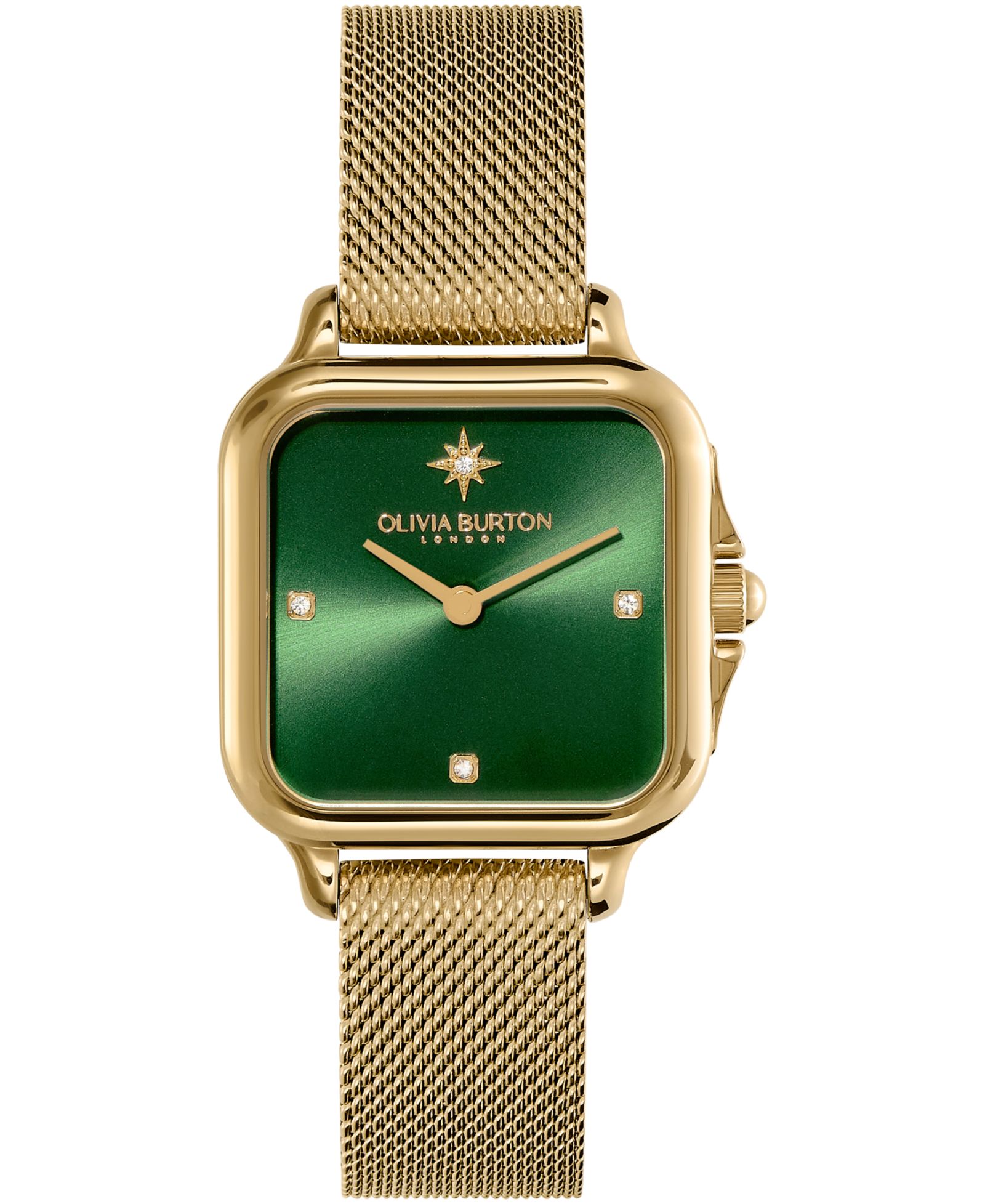 Olivia Burton Women's Grosvenor Soft Square Gold-Tone Stainless Steel Mesh Bracelet Watch 28mm