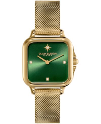 Olivia Burton Женские часы Grosvenor Soft Square Gold-Tone Stainless Steel Mesh 28mm