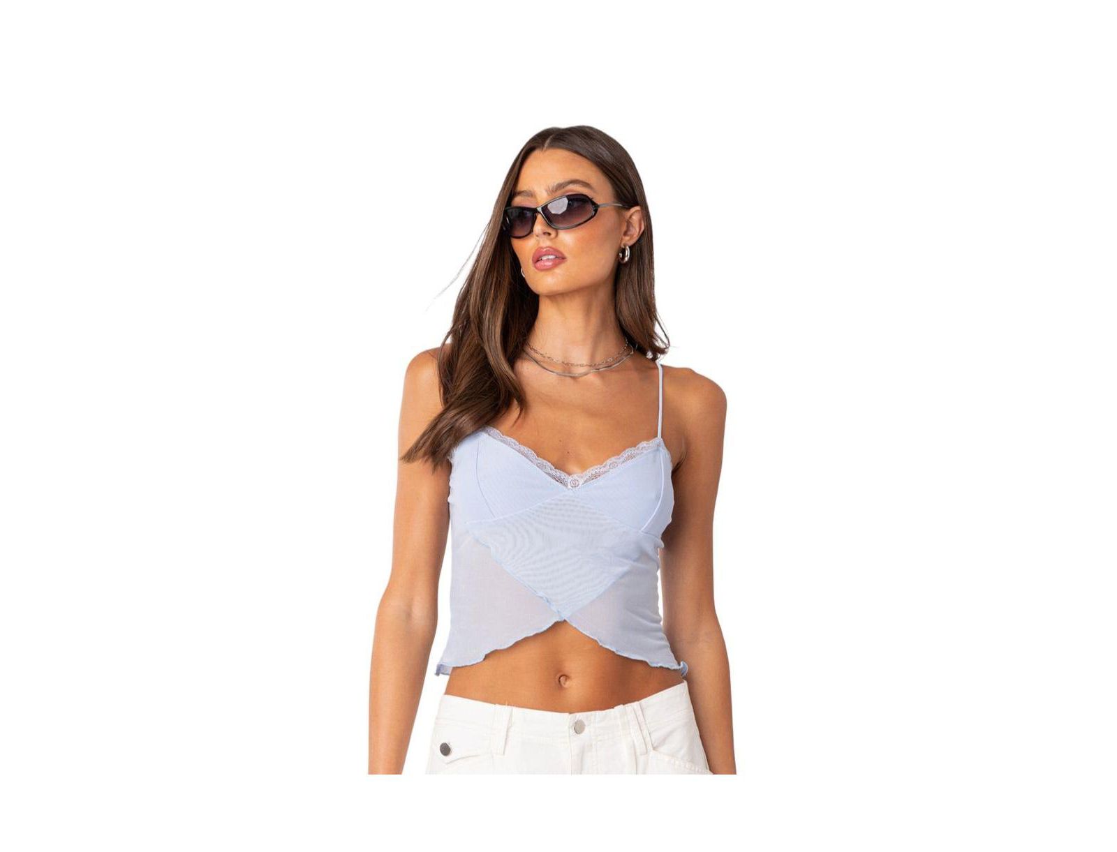 Edikted Women's Crossover Mesh Tank Top