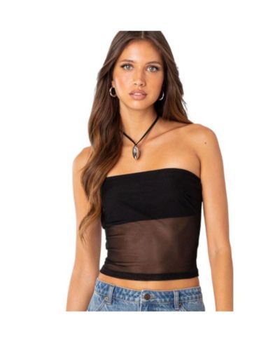 Edikted Women's Celestia Sheer Mesh Tube Top