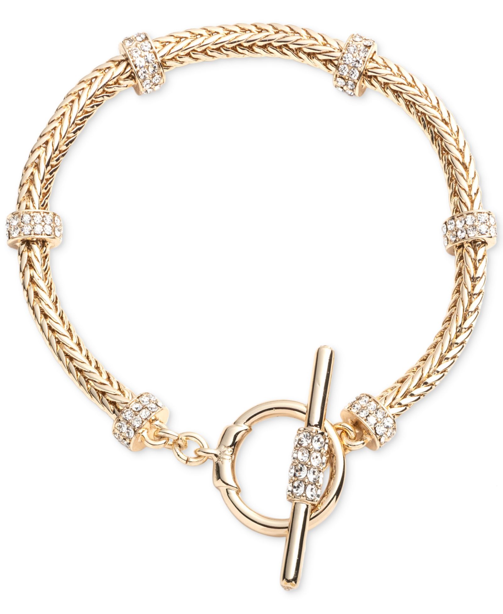 Браслет Lauren Ralph Lauren Gold-Tone Crystal Roundell Flex