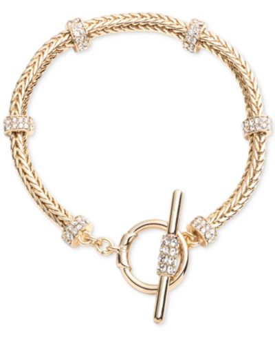 Браслет Lauren Ralph Lauren Gold-Tone Crystal Roundell Flex