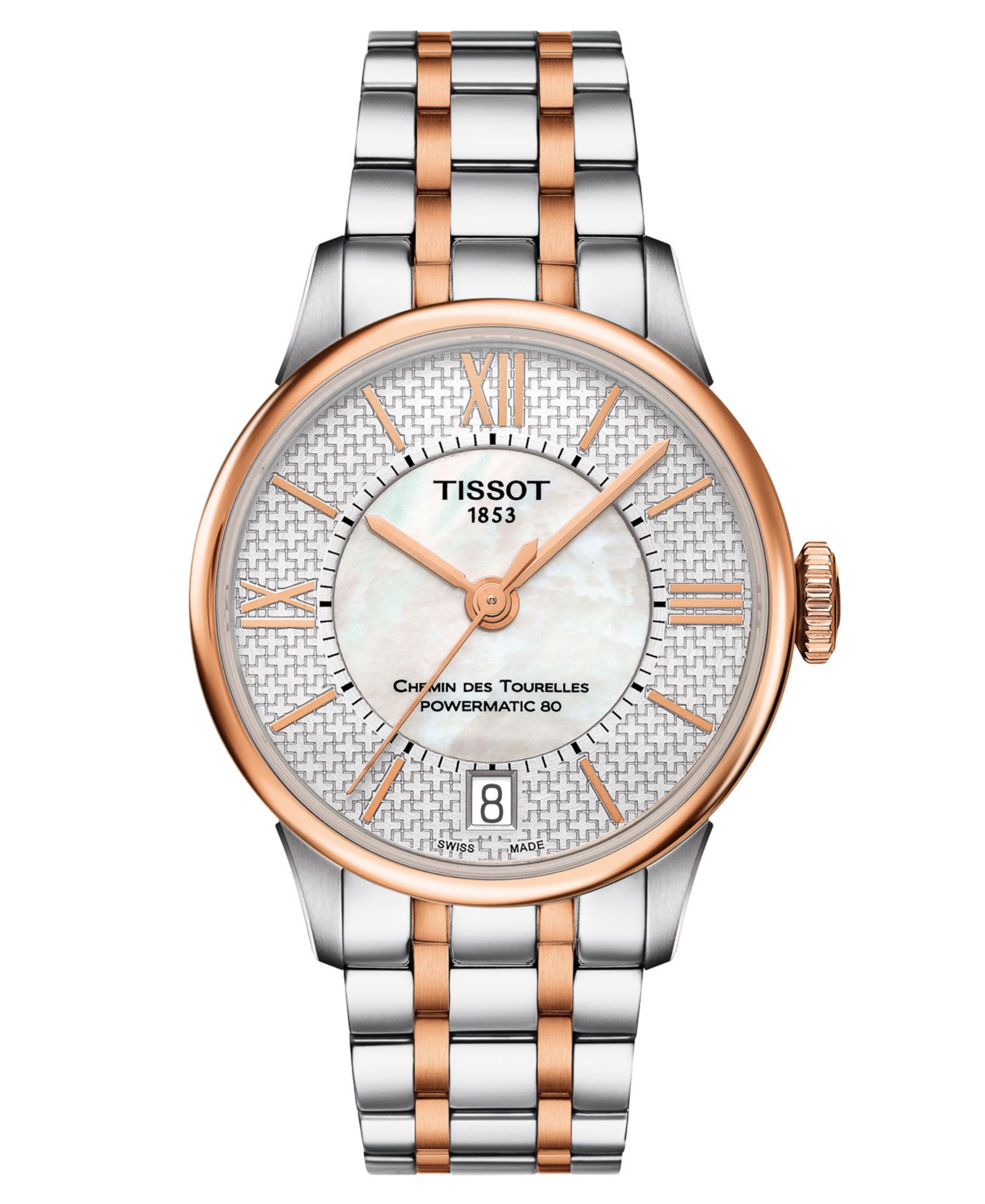 Часы Tissot Women's Swiss Automatic Chemin des Tourelles Powermatic 80 Helvetic Pride Two-Tone Stainless Steel Bracelet 32mm