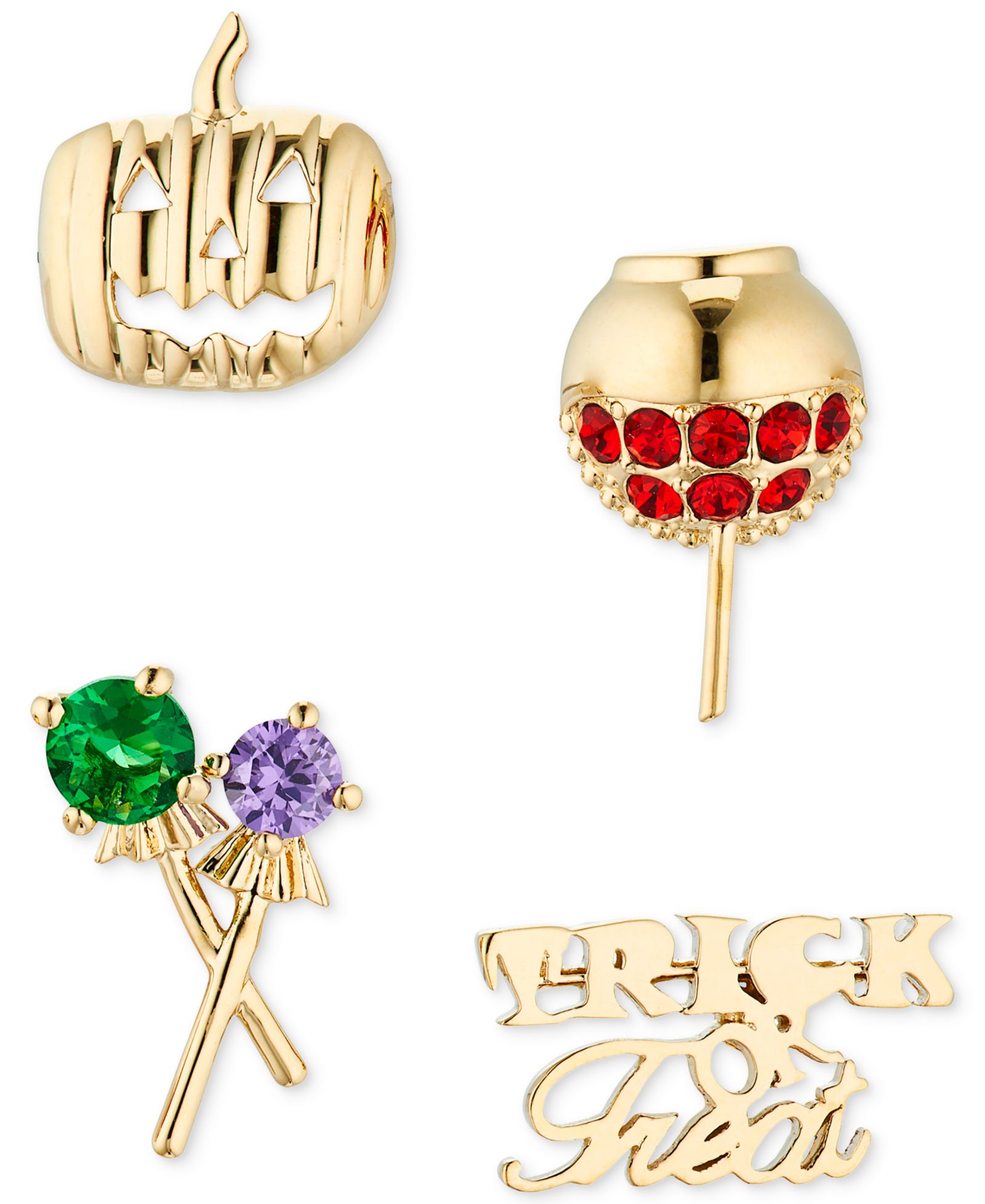 AVA NADRI 18k Gold-Plated 4-Pc. Set Mixed Stone Trick or Treat Single Stud Earrings