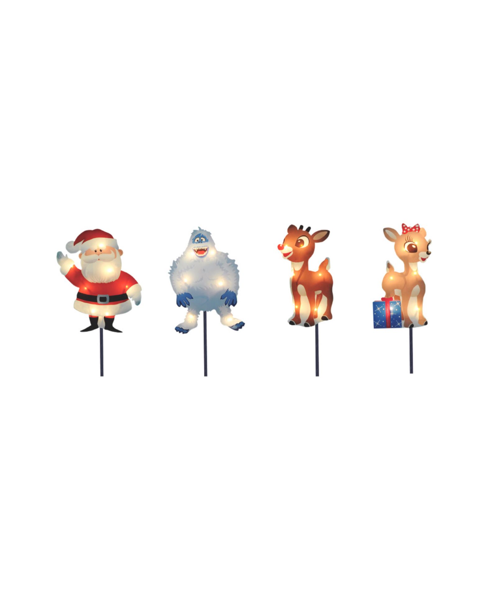 Набор из 4 рождественских маркеров для дорожек Northlight Rudolph and Friends - Clear Lights