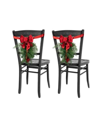 Set of 2 Mixed Cedar and Pine Christmas Chair Back Swags