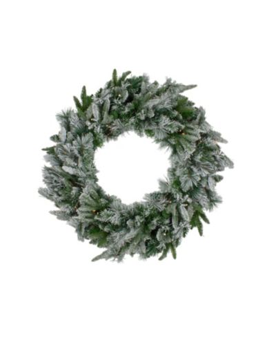 Pre-Lit Flocked Rosemary Emerald Angel Pine Artificial Christmas Wreath - 30" Clear LED Lights