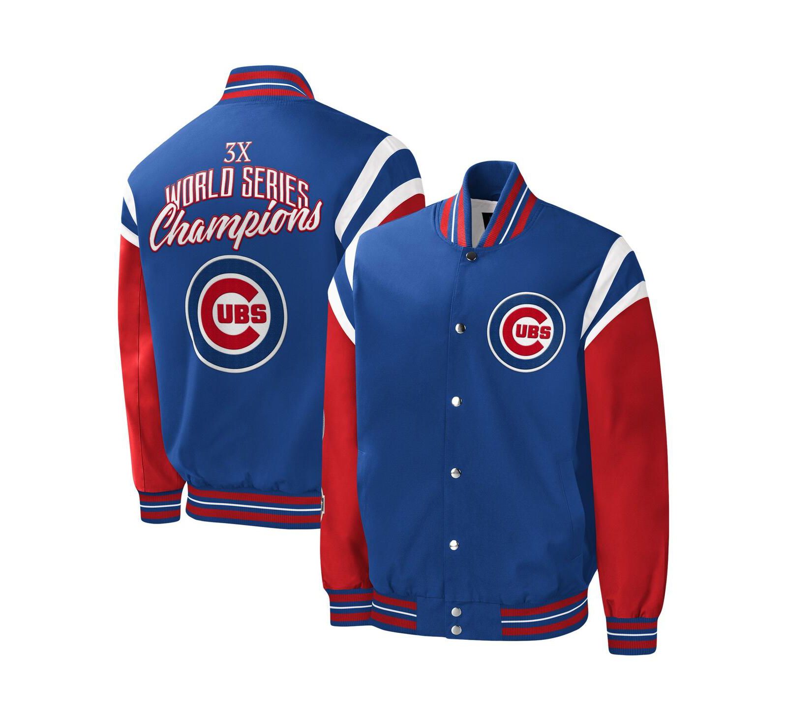 Men's G-III Sports by Carl Banks Royal Chicago Cubs Title Holder Full-Snap Varsity Jacket