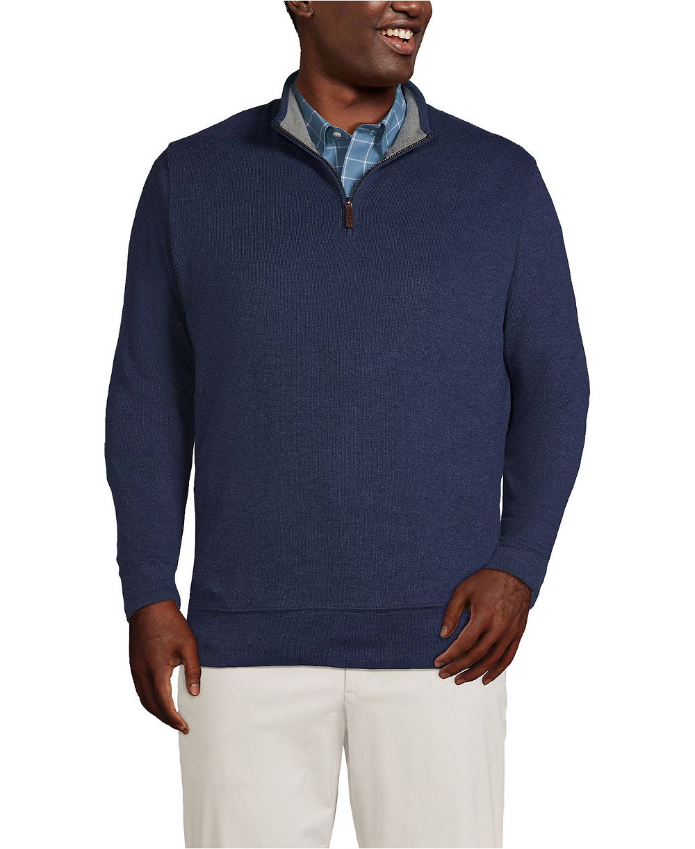Lands' End Big & Tall Bedford Rib Quarter Zip Pullover Sweater