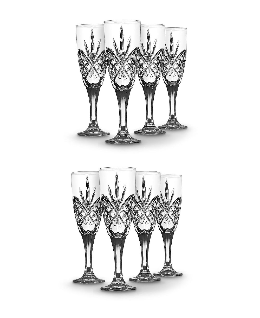 Godinger Dublin Crystal Champagne Flutes, Set of 8