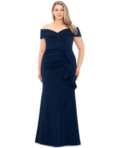 Платье XSCAPE Plus Size Off-The-Shoulder Scuba Crepe