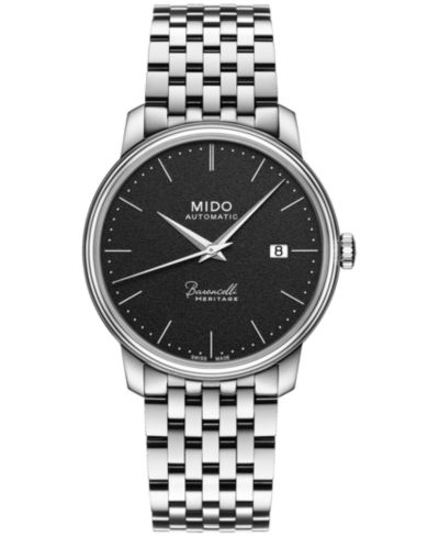 Мужские часы Mido Swiss Automatic Baroncelli Heritage Stainless Steel Bracelet Watch 39mm