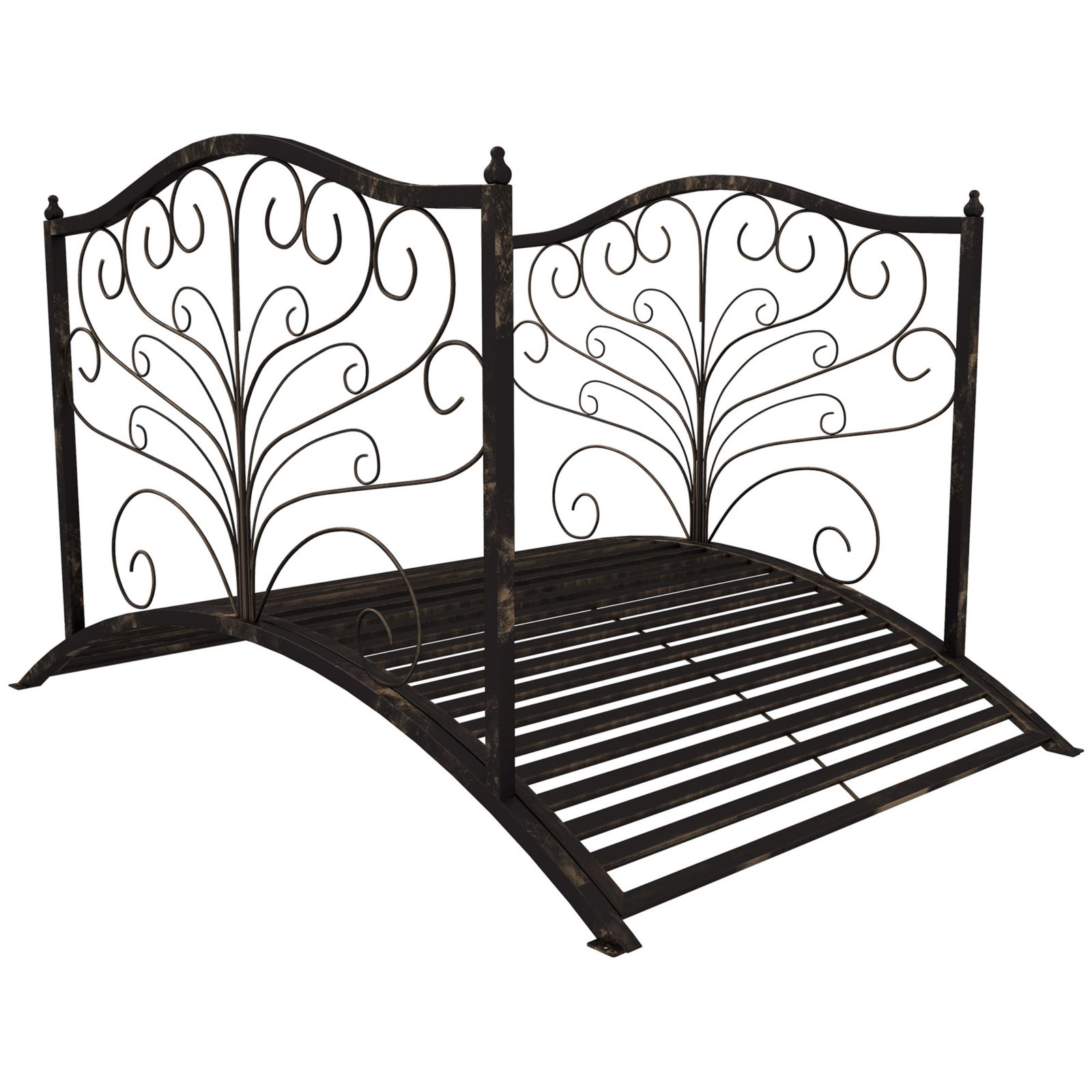 Outsunny 4  Arched Outdoor Metal Decorative Fish Pond Garden Backyard Bridge