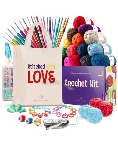 Hearth & Harbor 73 Piece Complete Crochet Kit for Beginners Adults and Kids