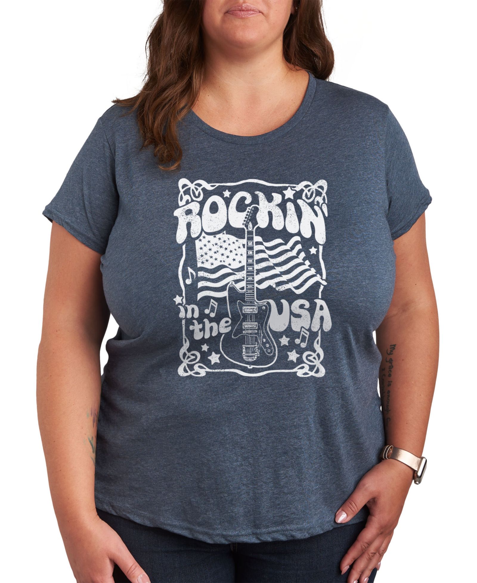 Футболка Plus Size Hybrid Apparel Rockin' in the USA Graphic