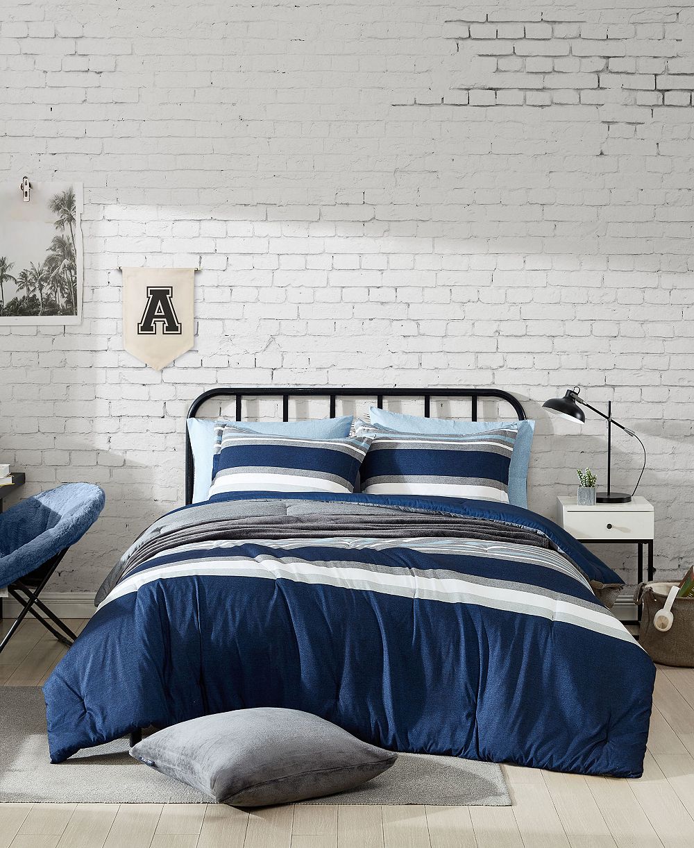 Комплект из 3 предметов Nautica Heathered Block Reversible Comforter, Full/Queen