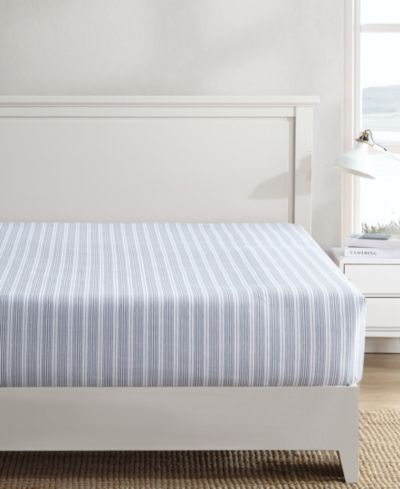 Nautica Beaux Stripe Cotton Percale Fitted Sheet, Full