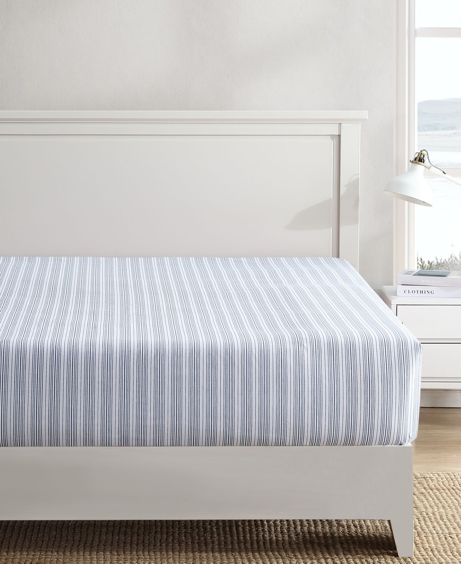 Nautica Beaux Stripe Cotton Percale Fitted Sheet, King