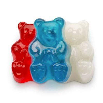 Just Candy 100 Pcs Patriotic Candy Red, White, and Blue Freedom Gummi Bears (1 lb) - 4th of July