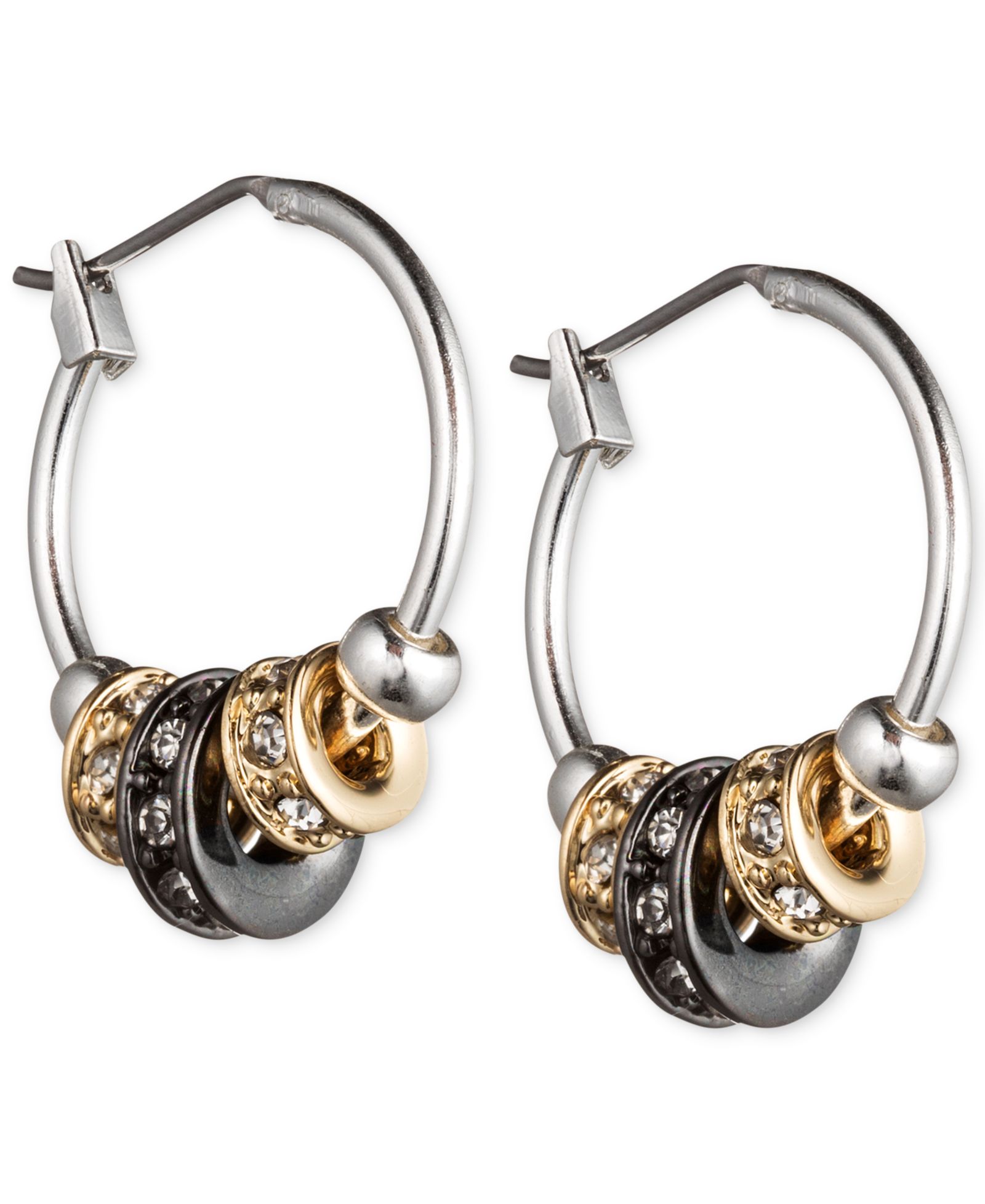 Серьги-кольца Nine West Tri-Tone Slider