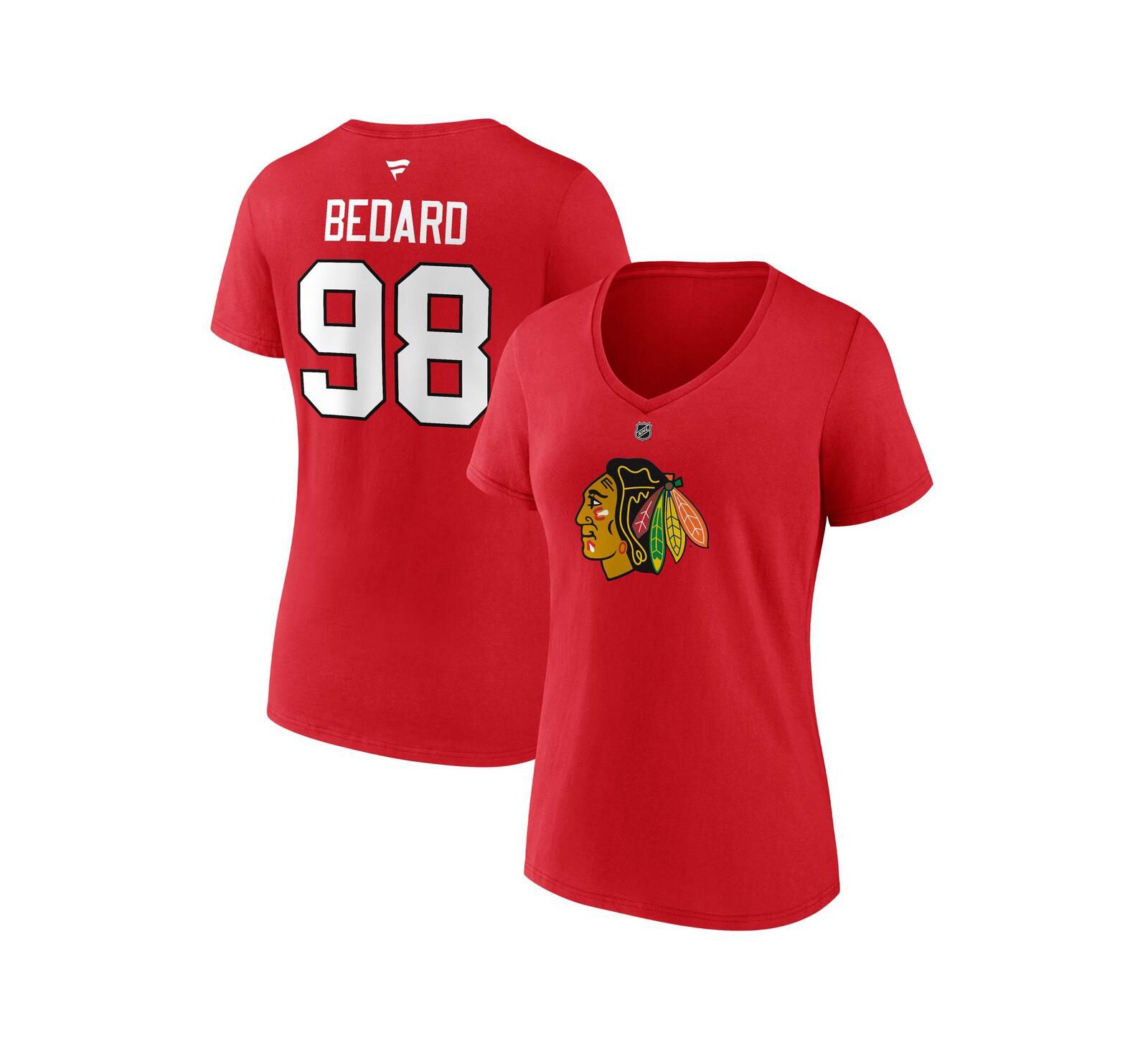 Женская футболка Fanatics Branded Connor Bedard Chicago Blackhawks 2023 NHL Draft V-Neck