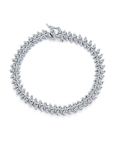Bling Jewelry браслет Tennis с прозрачными камнями CZ, серебреное покрытие