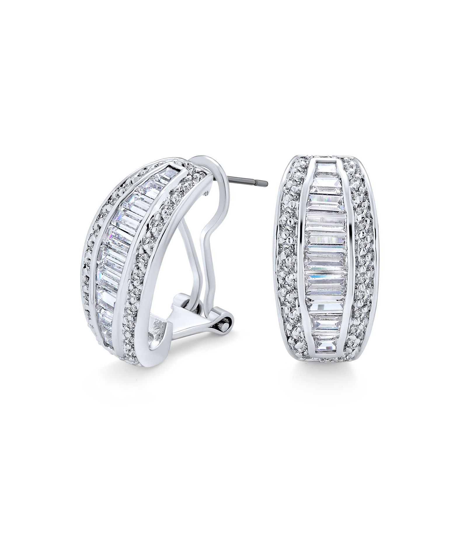 Серьги-гвоздики Bling Jewelry Art Deco Style Bridal Statement CZ Baguette