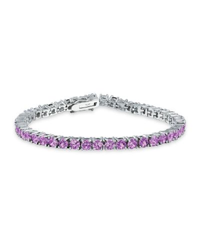 Bling Jewelry Classic 12CTW Round CZ Basket Set Blue Tennis Bracelet Silver Plated 7.5"