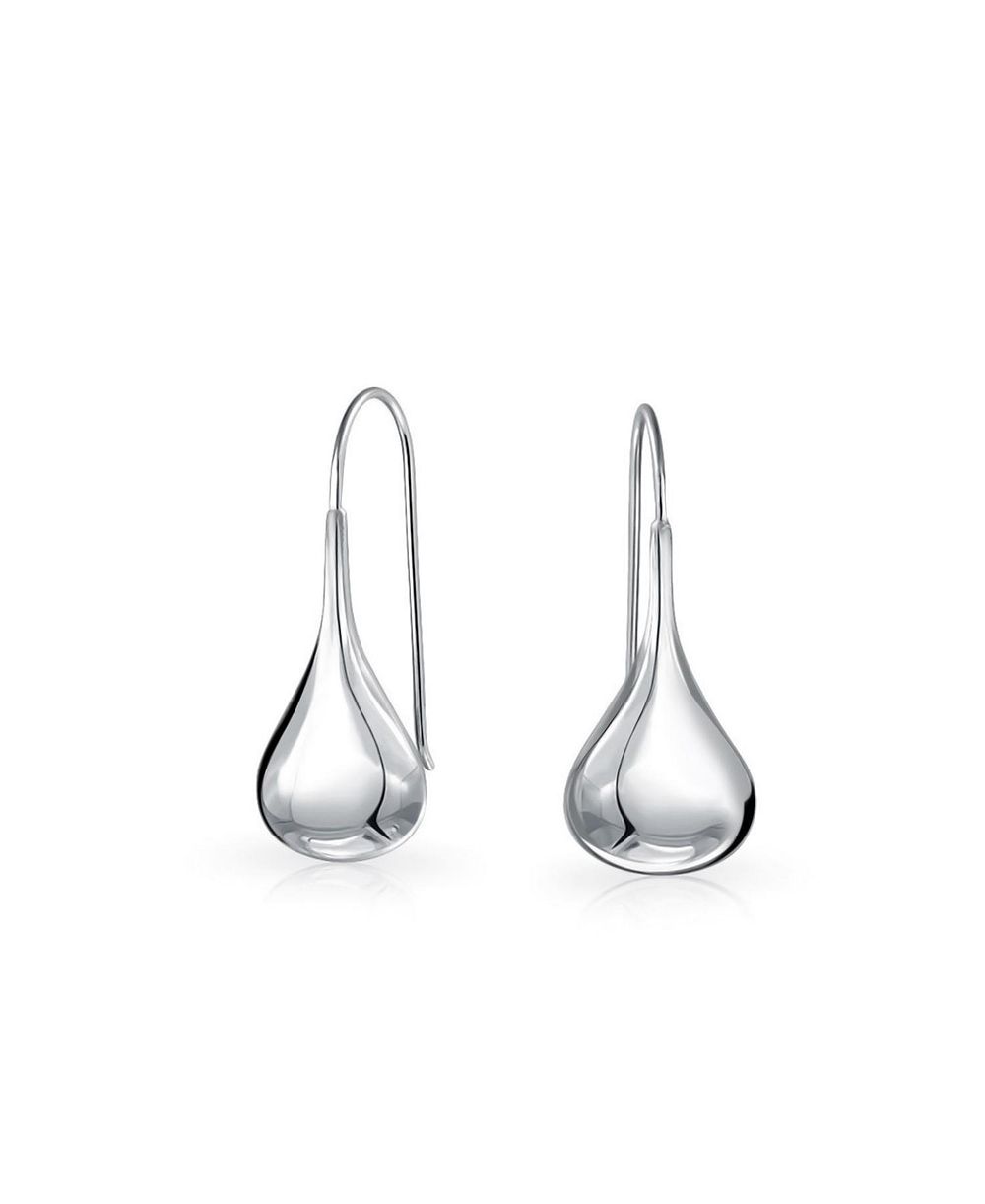 Bling Jewelry Plain Puff Teardrop Rain Drop Earrings Polish Sterling Silver 1"Fishhook