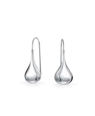 Bling Jewelry Plain Puff Teardrop Rain Drop Earrings Polish Sterling Silver 1"Fishhook