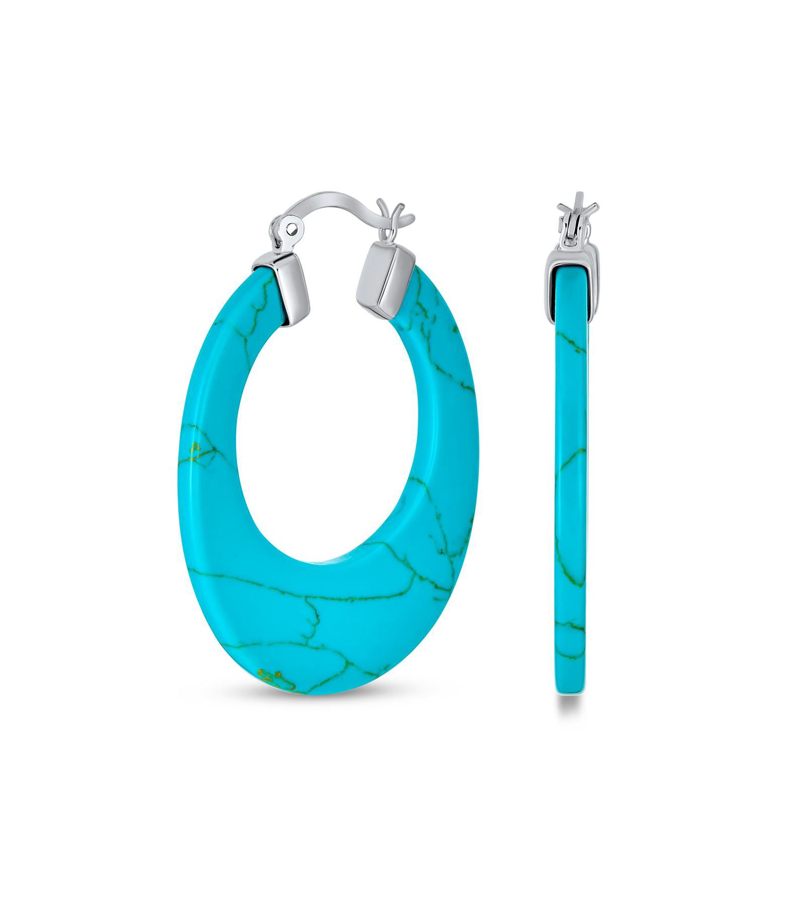 Bling Jewelry серьги-кольца с натуральным камнем, серебро.925