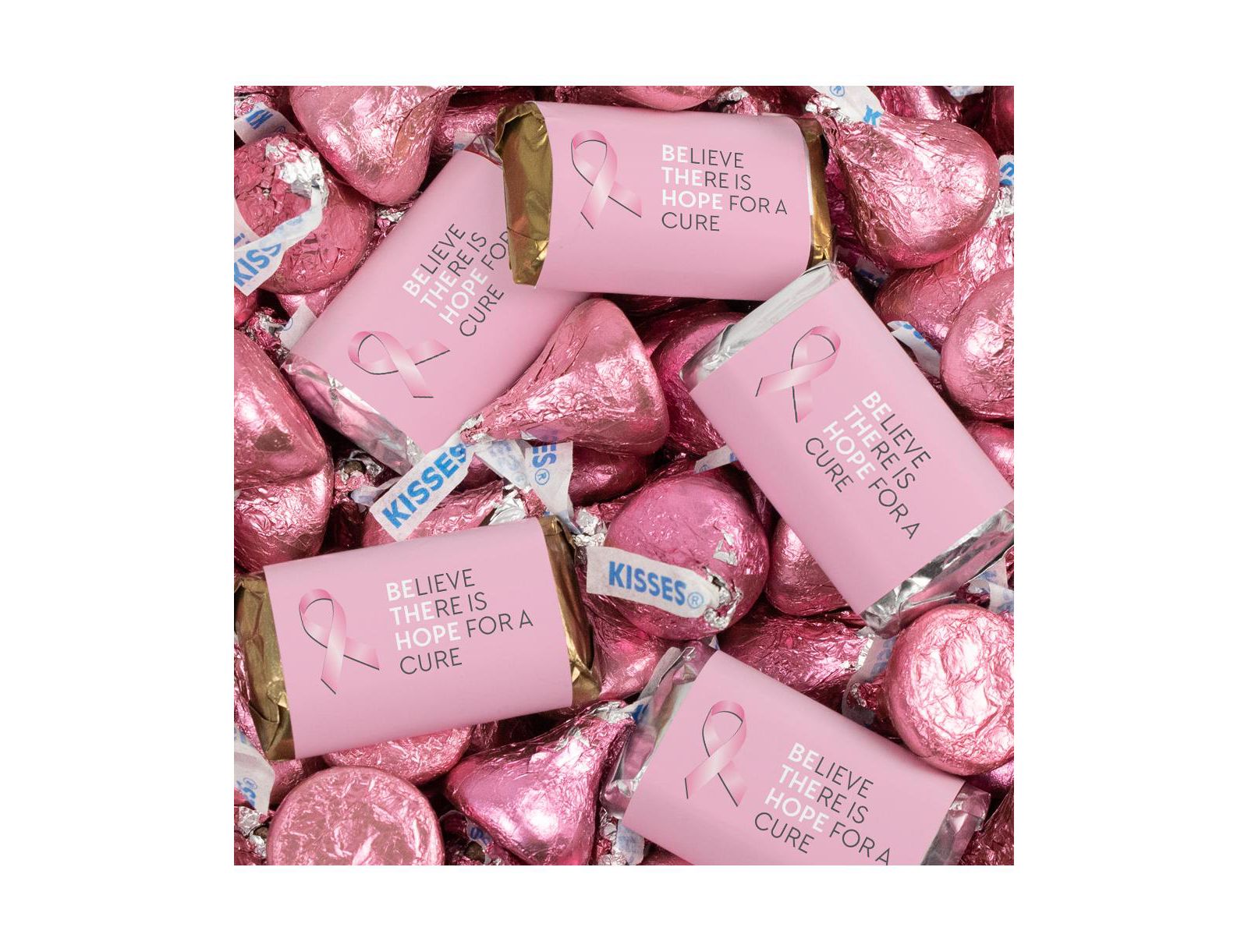 Just Candy Breast Cancer Awareness Candy Hershey's Miniatures and Kisses by, 124 Pieces