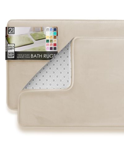 Clara Clark 2 Piece Ultra Soft Non-Slip Plush Memory Foam Bath Rug Set - Small & Large