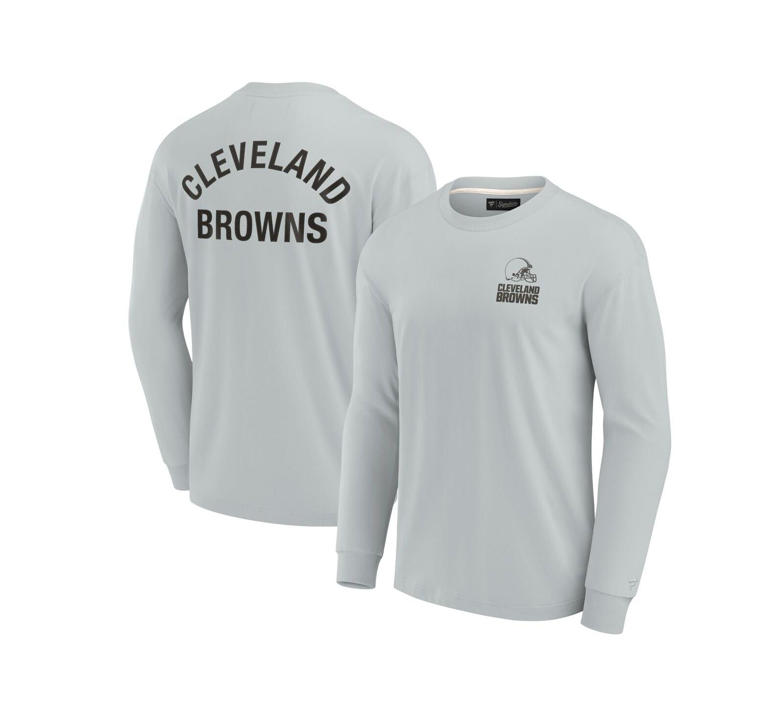 Мужская и женская футболка Fanatics Signature Gray Cleveland Browns Super Soft с длинным рукавом
